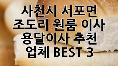 사천시 서포면 조도리 원룸 이사? 용달이사 추천 업체 BEST 3!